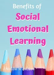 Benefits of Social Emotional Learning, above a row of colored pencils.